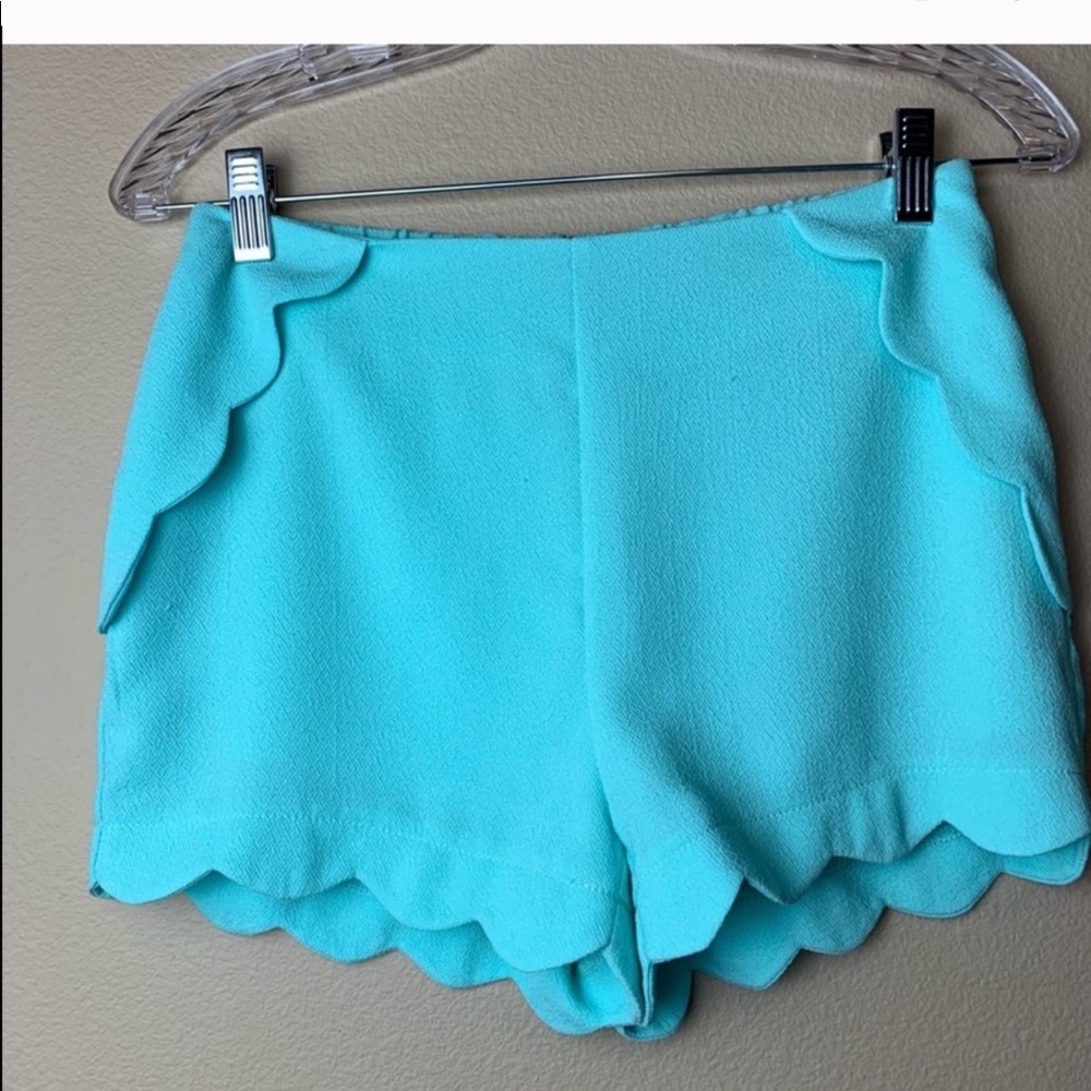 Hot & Delicious Aqua Blue Scalloped Shorts